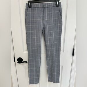 ZARA Basic Blue Black White Plaid Slim Fit Skinny Pants Women’s Size S
